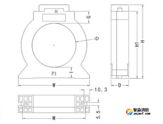 閉口式，圓孔100A-630A外形尺寸圖